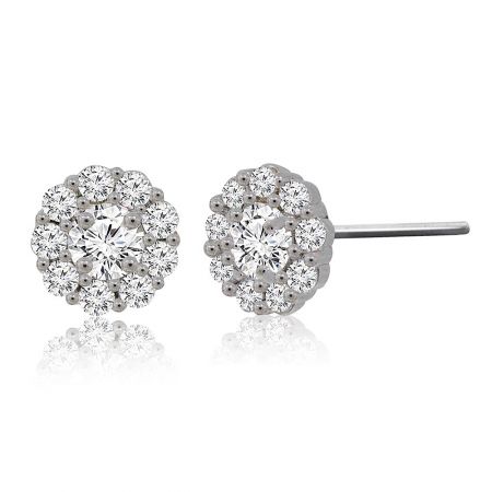 Detailed view of the 10MM Cubic Zirconia Earring Jackets showcasing the halo design.