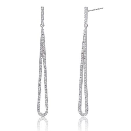 Close-up shot of the Cubic Zirconia Teardrop Dangle Earrings showcasing the intricate loop and stone setting.