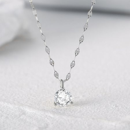 Full view of the 925 sterling silver clavicle necklace.