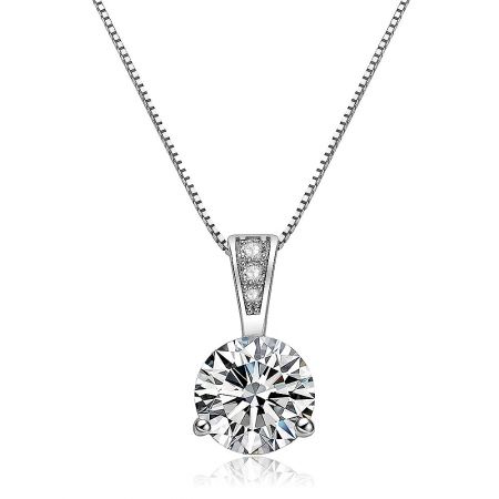 Side view of the Ever Shine Necklace pendant, showcasing the elegant four-prong setting and craftsmanship.