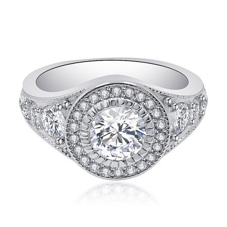 White Gold Cubic Zirconia Ring - A luxurious White Gold Cubic Zirconia Ring from JR Fashion Accessories, showcased on a clean background for promotional purposes.