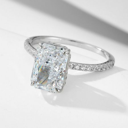 White gold plated version of the cushion cut CZ engagement ring.