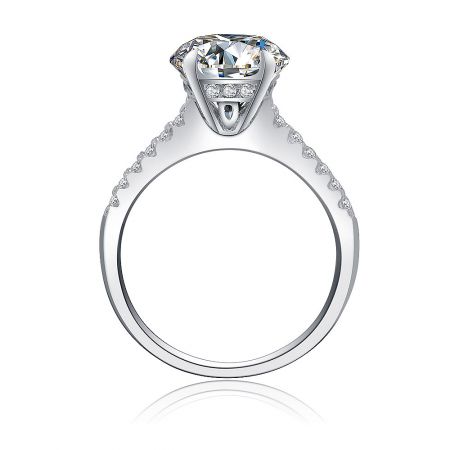 Close-up detail of the Round CZ Engagement Ring, highlighting the luxurious finish and sparkling cubic zirconia stones.