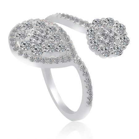 Sparkle Say Yes Ring - Close-up product shot of the Sparkle Say Yes Ring, an intricate cubic zirconia engagement ring with rhodium plating, showcasing its brilliant stones and detailed design.