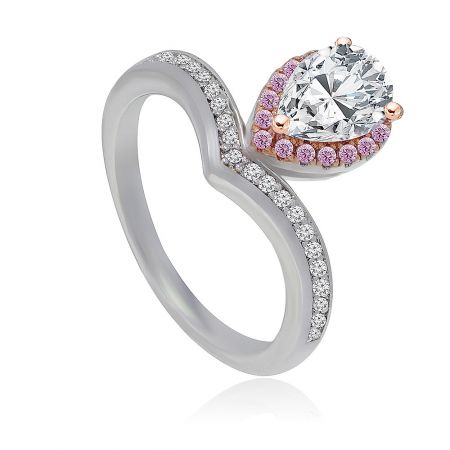 Top-down view of the Yours Truly Ring, highlighting the pink halo detail around the central CZ stone.