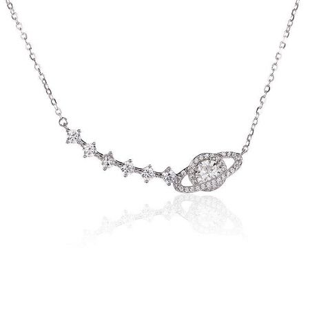 The sparkling finish of the celestial star and planet necklace.