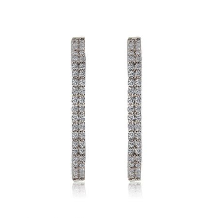Hot Sparkle Hoop Earring - A close-up view of the Hot Sparkle Hoop Earrings, showcasing the brilliant rhodium plating and the sparkling white cubic zirconia stones set in the brass hoop.