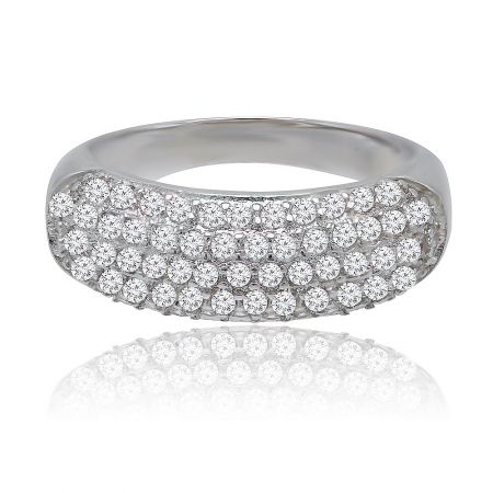 Has Its Thorns Band - Rhodium Plated CZ Eternity Ring - Front view of the 'Has Its Thorns Band' eternity ring, showcasing its rhodium plating and sparkling cubic zirconia stones.