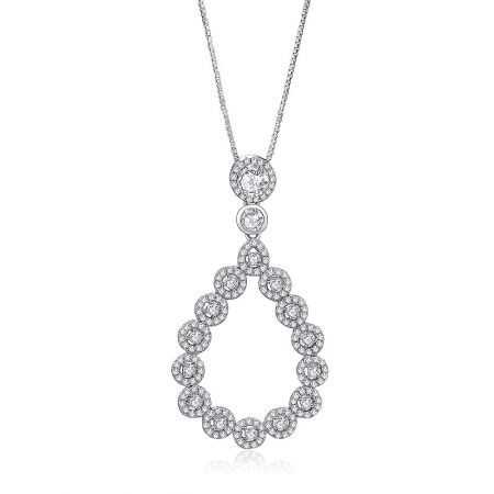Close-up view of the cubic zirconia teardrop pendant on the Fine Zirconia Necklace.