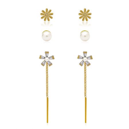 Wholesale Stud Earrings | Pearl, Gold-Filled & CZ Designs - A collection of wholesale stud earrings from JR Fashion Accessories, featuring flower, pearl, and classic designs in gold tones.