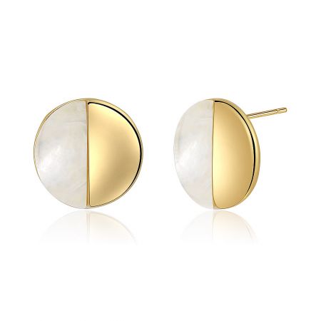 Side profile of the Half Disc Shell Polished Earrings, showcasing the polished finish and post closure.