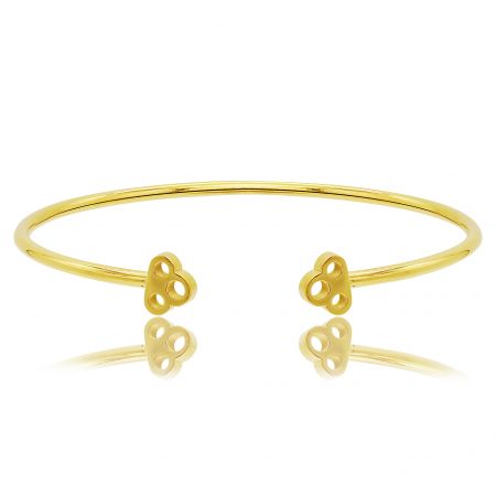 Dog Paw Open Polished Bangle - A close-up of the Dog Paw Open Polished Bangle in gold-plated brass, showcasing its shiny finish and unique design details. A perfect accessory for wholesale jewelry collections.