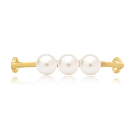 Triple Pearl Shoe Tag - A close-up of a gold-plated triple pearl shoe tag on a clean white background.