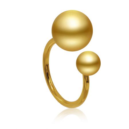Side profile of the gold plated double ball ring