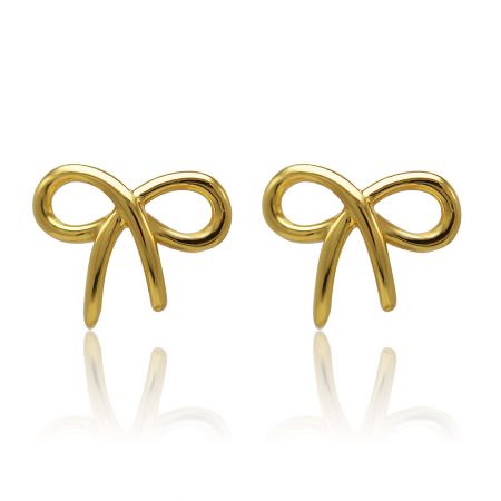 Orecchini a Fiocco Dorato - Un paio di Orecchini a Fiocco Dorato con finitura in oro lucido, modello BEP02-G-00160.