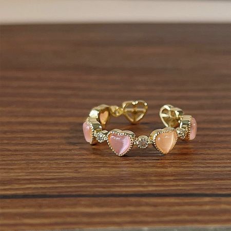 Another perspective of the charming pink heart stone bracelet.