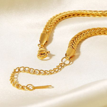 The complete set of five gold-plated stainless steel retro curb chain bracelets displayed together.