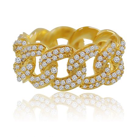 Gold Braided Wedding Band - A close-up of the Gold Braided Wedding Band, showcasing its intricate braided design, gold plating, and sparkling white cubic zirconia accents on a white background.
