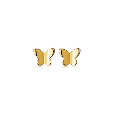 A pair of 925 sterling silver butterfly stud earrings with gold plating.