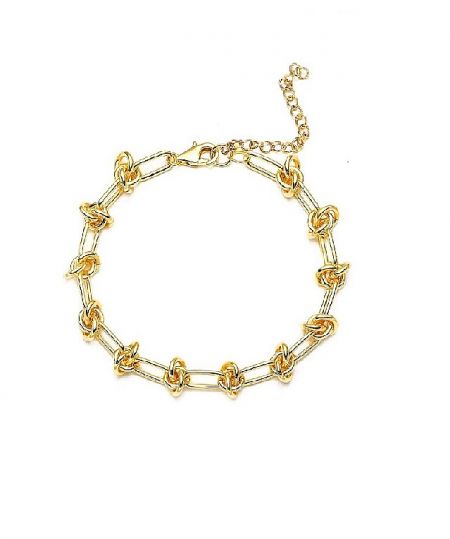 Gold Plated Stainless Steel Bracelet - A close-up of the Gold Plated Stainless Steel Bracelet, showcasing its intricate chain-link design with elegant knot details.