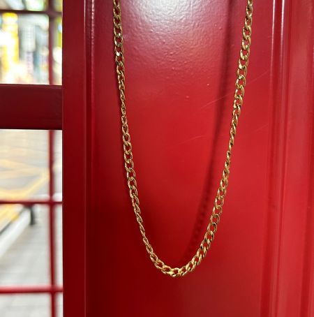 3mm Cuban chain necklace for men, displayed in a luxurious gold plated finish.