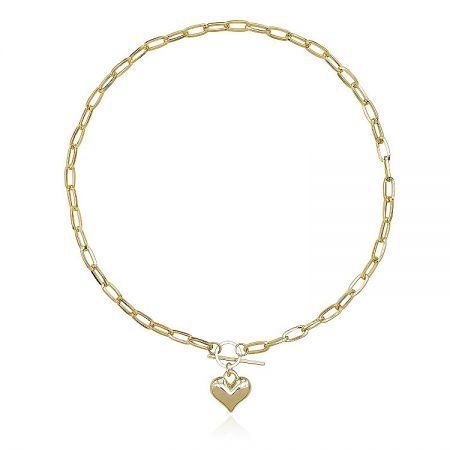 Polished Puff Love Heart Pendant - The Polished Puff Love Heart Pendant, a gold chain necklace with a prominent, chunky heart-shaped pendant, shown against a neutral background.