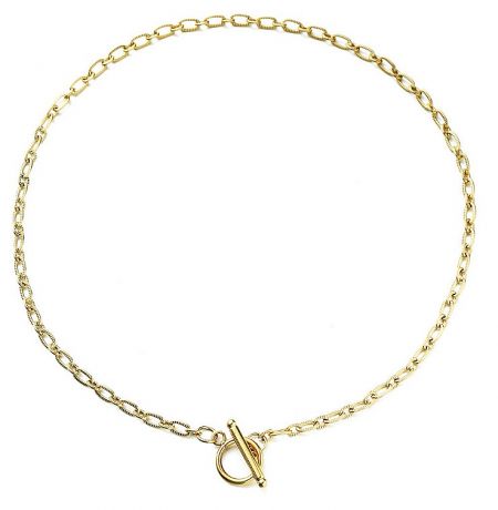 Toggle Pendant Necklace - A stylish gold-plated toggle pendant necklace made of durable stainless steel, showcasing its polished finish and unique clasp.