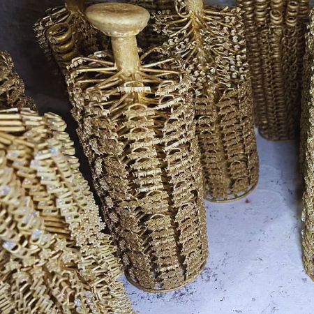 Gold jewelry pieces after the casting process