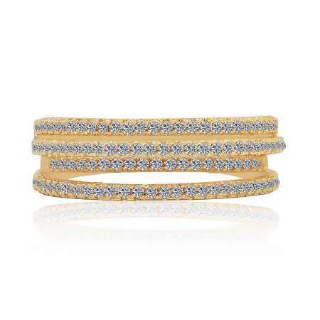 Intertwined Fashion Eternity Ring - Close-up of the Intertwined Fashion Eternity Ring, showcasing its gold-plated band intertwined with a band of sparkling cubic zirconia stones.