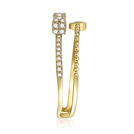 Matching gold earrings with diamond embellishments, perfect for a complete set.