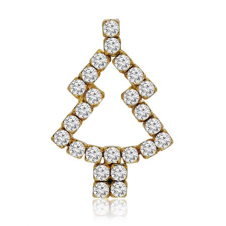 Elegant rhinestone Christmas tree brooch pin, ideal for holiday promotions.
