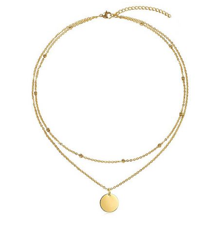 Full view of the Gold Plated Charm Necklace on a neutral background.