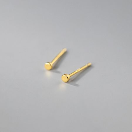 925 Silver Simple Tiny Circle Stud Earrings (5 Pairs) - A pair of simple, tiny circle stud earrings in a polished gold finish, made from 925 sterling silver, displayed on a white background.