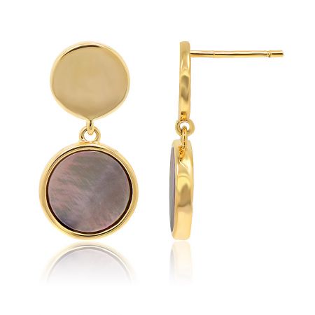 Close-up view of the Abalone Seashell Mini Round Stud Earring, showing the iridescent mother-of-pearl insert.