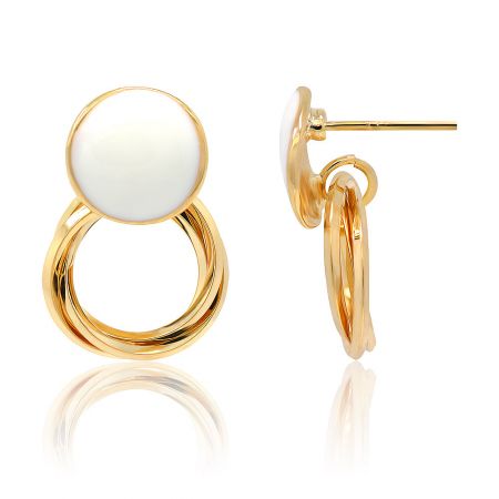 Front and back view of the Curved Round Stud Earrings, showing the post closure and enamel detail.