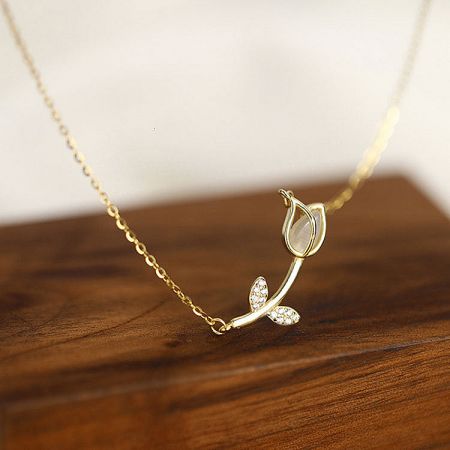 Elegant gold-plated necklace with a beautiful floral pendant design, part of the 5-piece set.