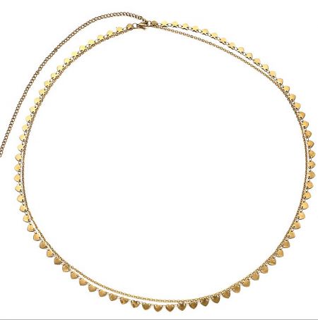 Heart Charm Choker - Gold double-layered heart charm necklace with a polished finish.