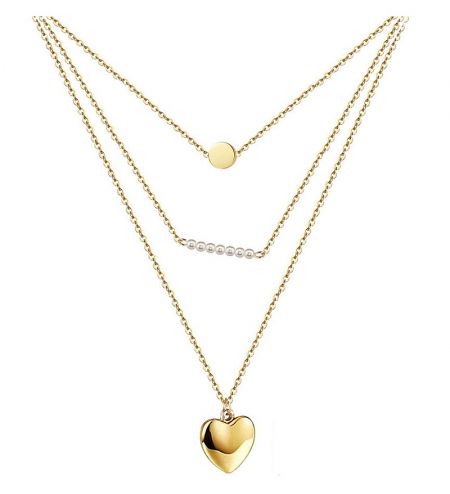 Detailed view of the gold layered necklace showcasing the heart-shaped pendant.