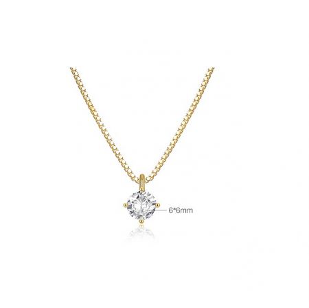 Detailed view of the 925 Sterling Silver Solitaire Pendant Necklace, showing the heart-shaped setting of the cubic zirconia stone.