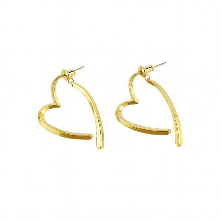 Elegant gold heart-shaped hoop earrings, a popular custom brass jewelry style.