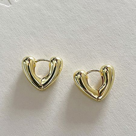 925 Sterling Silver V-Shape Hoop Earrings (5 Pairs) - A pair of 925 sterling silver V-shape hoop earrings with a brilliant gold finish, displayed on a clean white background.