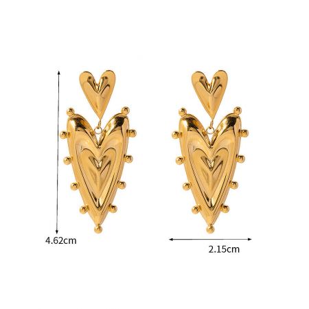 Diagram showing the dimensions of the heart earrings: 4.62cm height and 2.15cm width.
