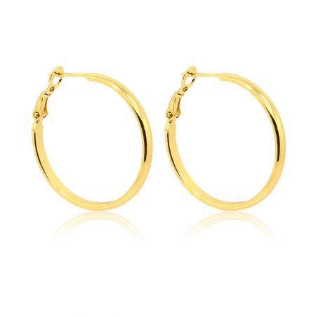 Gold hoop earrings with latch closure