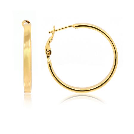 Gold Hallow Endless Hoops - Detailed view of a Gold Hallow Endless Hoop earring, showcasing its high-polish finish and secure lever back clasp.