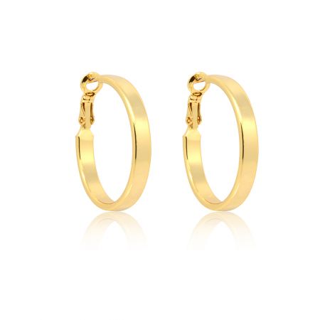 Close-up view of the secure lever back closure on the Shinning Gold Hoop Earrings.