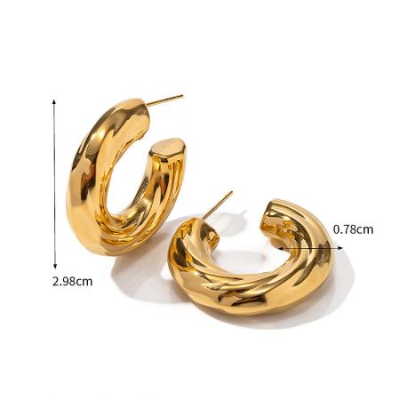 Detailed measurements of the gold twisted hoop earrings, showing a height of 2.98cm and width of 0.78cm.