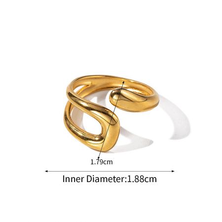 The gold infinity ring from the set with detailed size measurements.