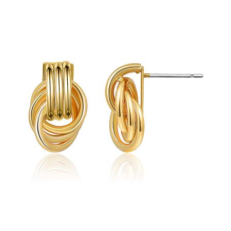 Detailed view of the Gold Circle Loops Earring, showing the front and back of the intricate knot design.