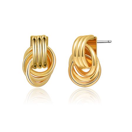 Close-up shot of the Gold Circle Loops Earring, highlighting the polished finish and intertwined rings.