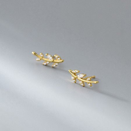 The olive leaf stud earrings available in a stunning gold-plated finish.